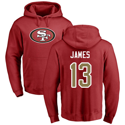Men San Francisco 49ers Red Richie James Name and Number Logo #13 Pullover NFL Hoodie Sweatshirts